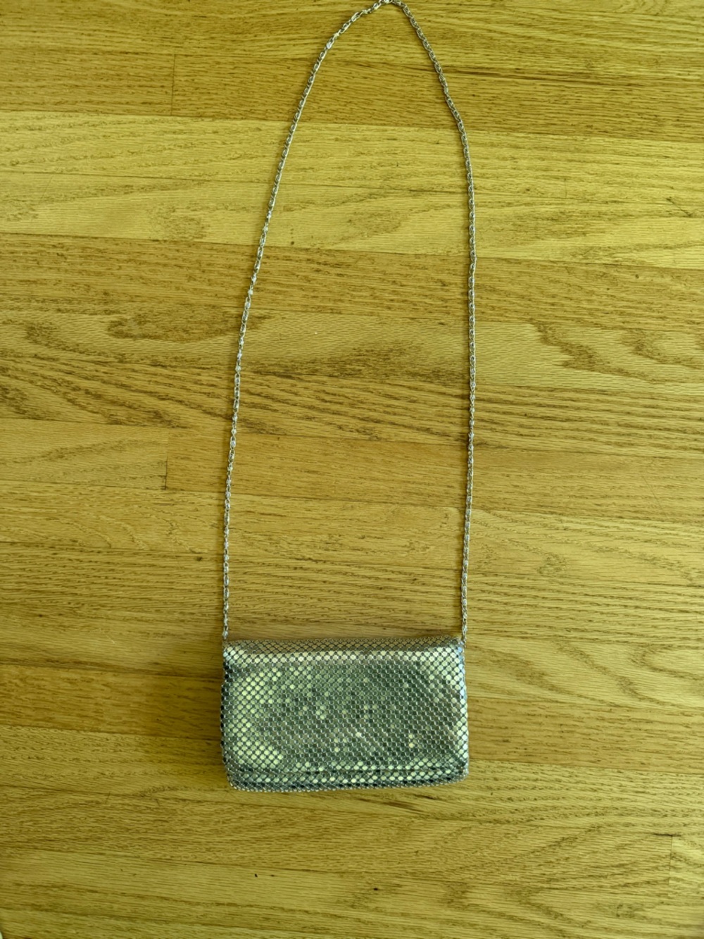 Jessica McClintock Silver Metallic Mini Chain Crossbody